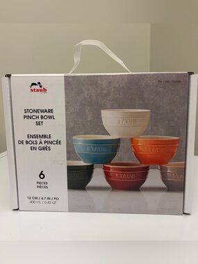NEW Staub Stoneware Pinch Bowl Set — 6 pieces. Brand new in sealed box